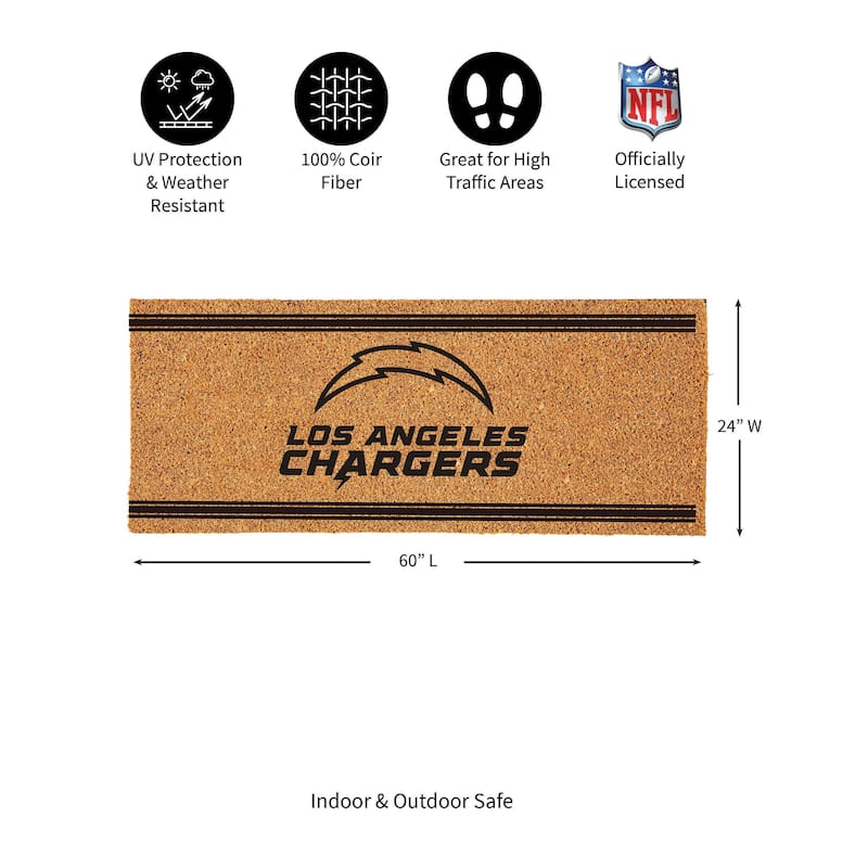 Los Angeles Chargers Monochrome Indoor/Outdoor Coir Door Mat