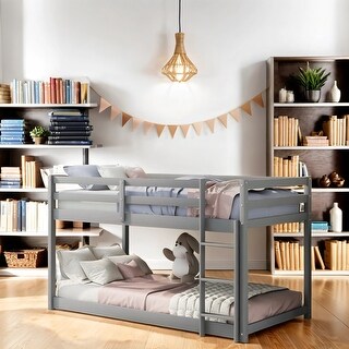Wood Floor Bunk Bed, Twin Over Twin, Loft Bed, Wood Bed