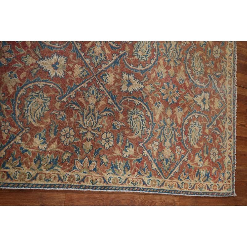 Floral Sarouk Persian Vintage Runner Rug Hand-Knotted Wool Carpet - 3'4" x 13'0"