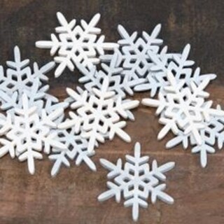 White Light Blue Grey Wood Cutout Snowflake Decorations Small Winter Accents for Bowl or Vase Filler 3 Asstd.
