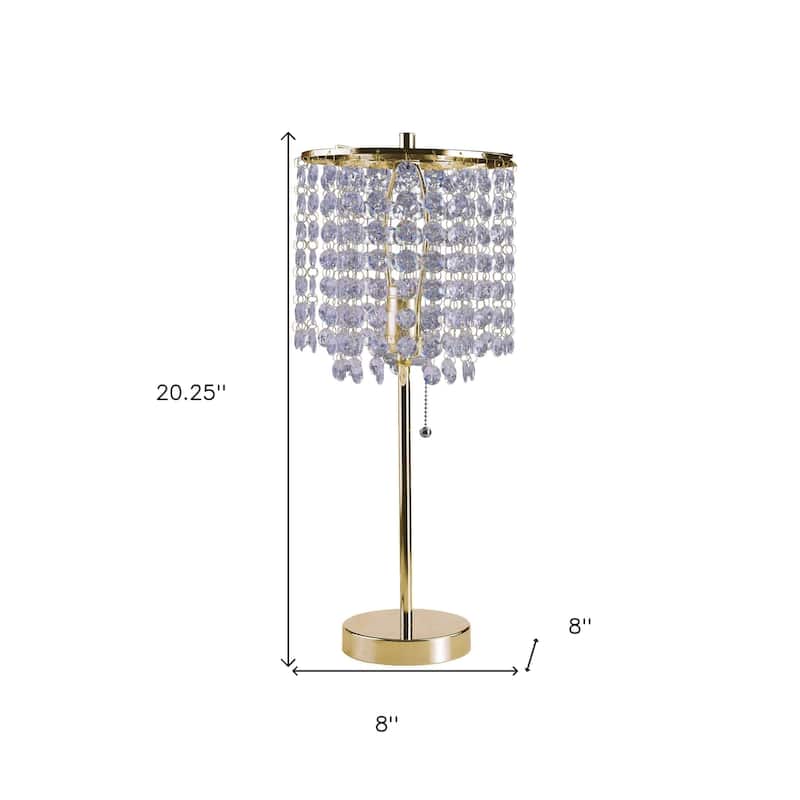 HomeRoots 20" Gold Metal Bedside Table Lamp With Clear Drum Shade - 8