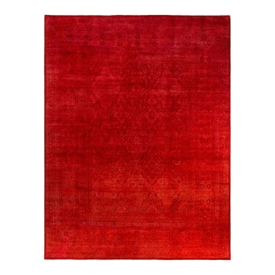 Fine Vibrance One-of-a-Kind Hand-Knotted Area Rug - Orange, 9' 3" x 12' 1" - 9' 3" x 12' 1"