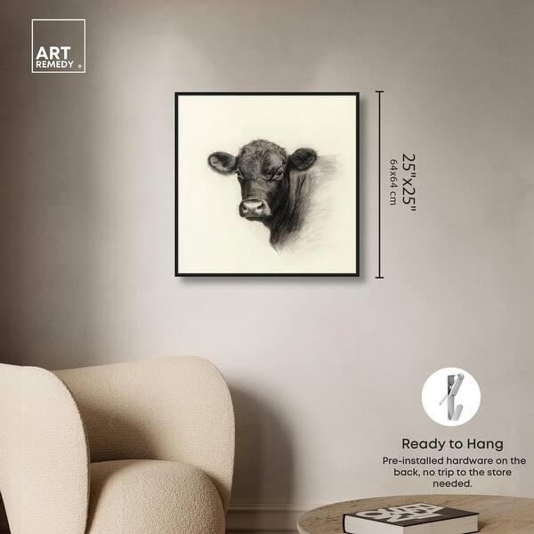 dimension image slide 19 of 24, Darkness in Detail of Cow Canvas Animal Art Prints by Art Remedy