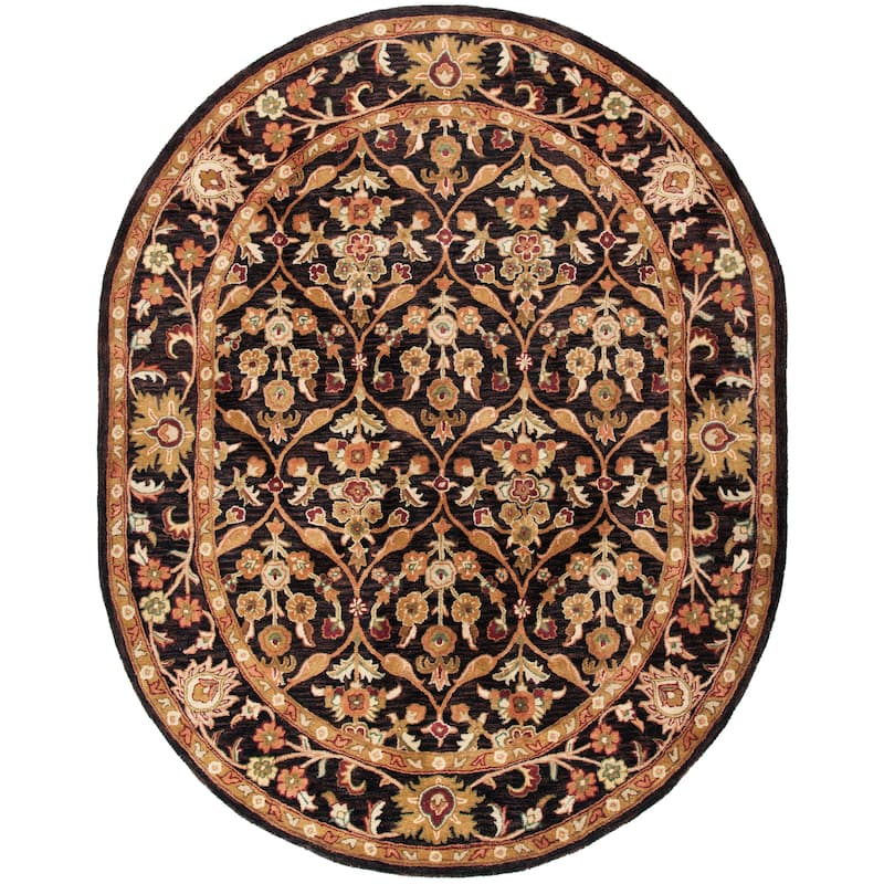 SAFAVIEH Handmade Antiquity Smiljka Traditional Oriental Wool Rug - 4'6" x 6'6" Oval - Dark Plum/Gold
