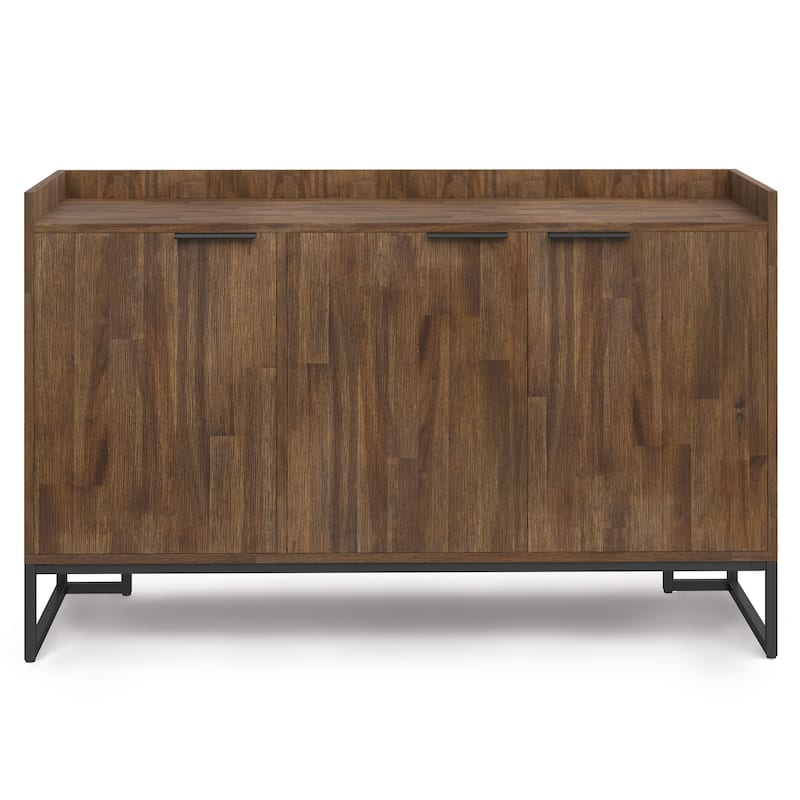 WYNDENHALL Bolton SOLID ACACIA WOOD and Metal 54inch Wide Modern Industrial Sideboard Buffet in Rustic Natural Aged Brown