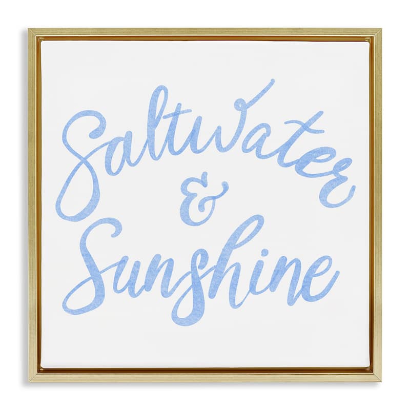 Stupell Minimal Saltwater & Sunshine Framed Floater Canvas Wall Art Design By SunDance Group - 25 x 25 - Gold