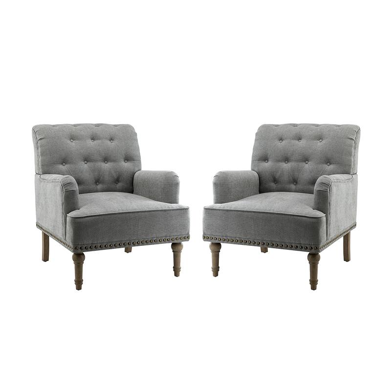 Geltrude Traditional Upholstered Accent Chair with Button Tufted Back Set of 2 by HULALA HOME