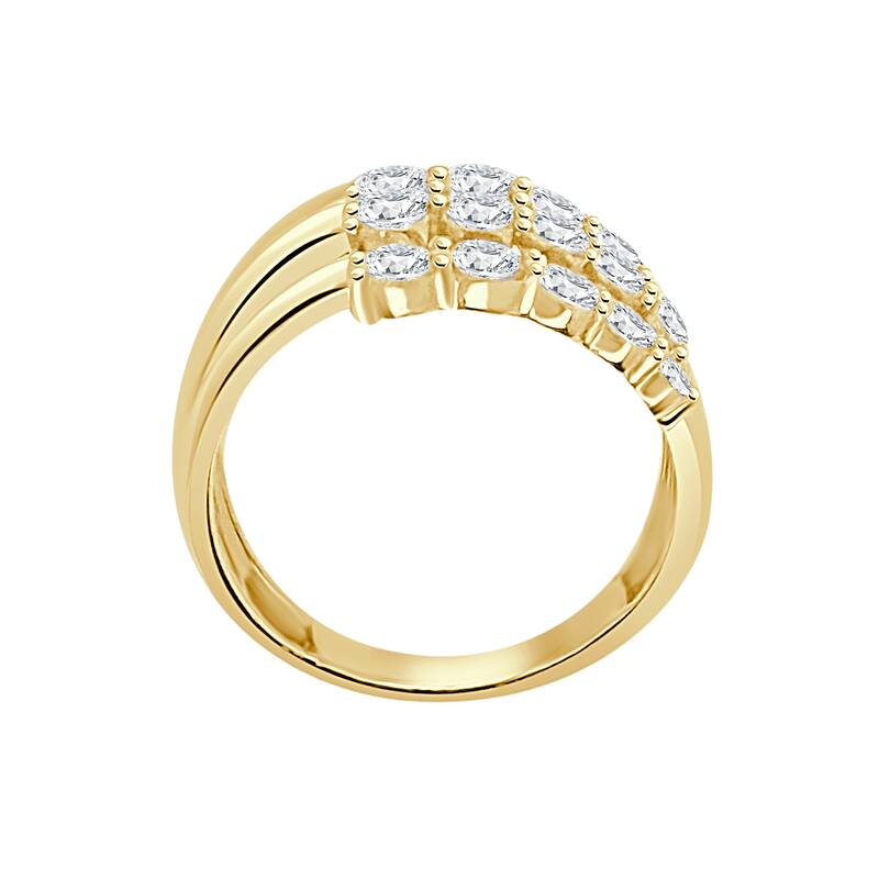 Auriya 14k Gold Lab Grown Round Diamond Three-Row Open Band Ring 1.30 ct. tw. (F-G, VS) - 9 - Yellow