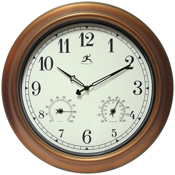 slide 2 of 7, The Craftsman Indoor/Outdoor Wall Clock Thermometer 18 inch by Infinity Instruments - 18 x 2.25 x 18
