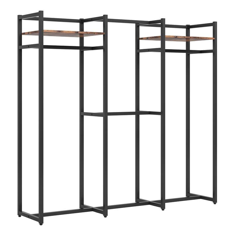 Garment Rack Heavy Duty Clothes Rack Free Standing Closet Organizer with Shelves and 4 hanging Rods - 18" wide