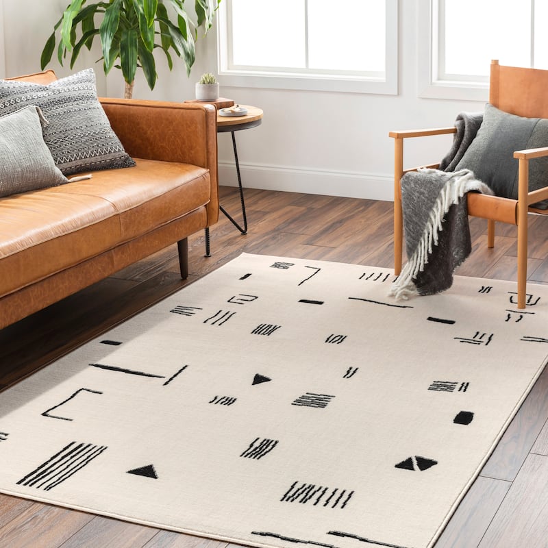 Livabliss Pisa Modern Graphic Area Rug - 4' 11" x 7' - Beige/Black