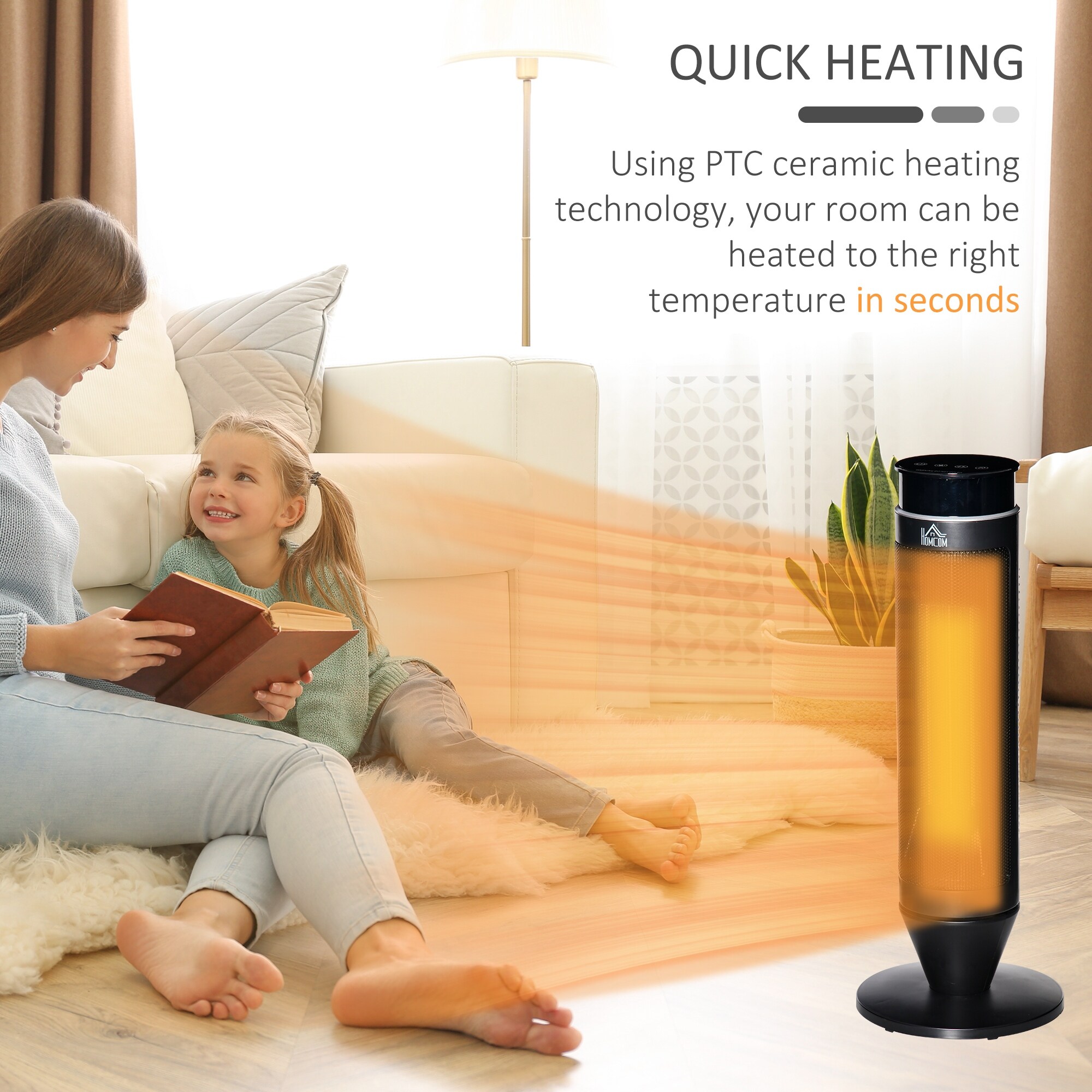 HOMCOM Portable Space Heater for Indoor Use with Oscillation, Remote  Control, 8H Timer, and Overheating Protection, 750W / 1500W - On Sale - Bed  Bath u0026 Beyond - 34775361