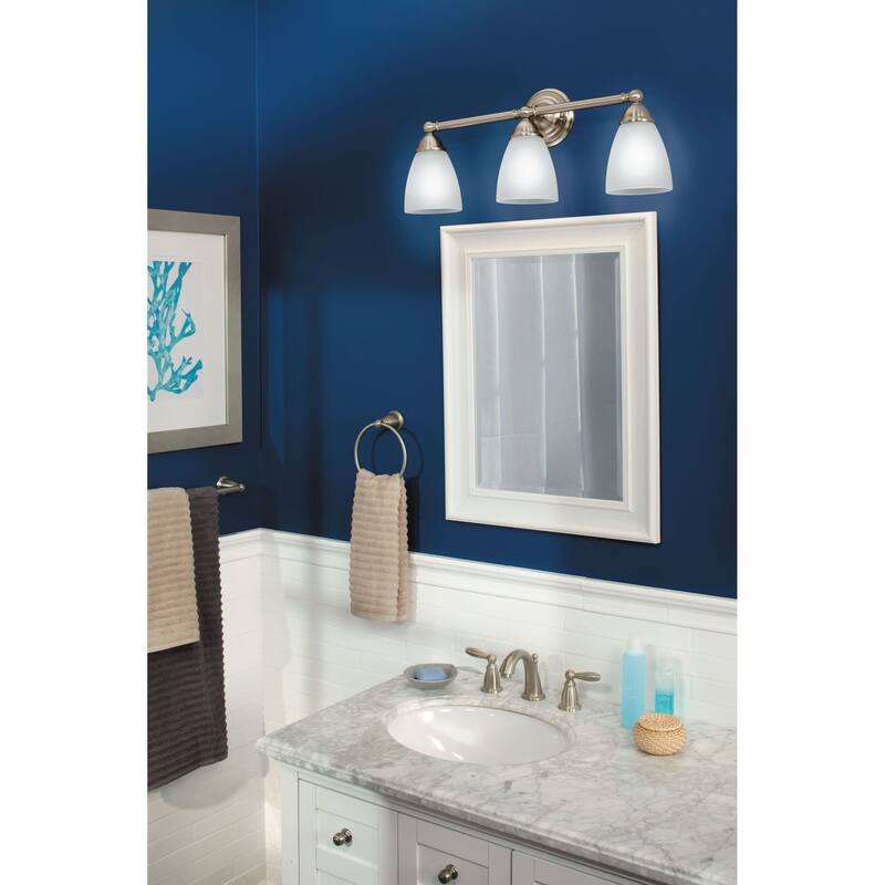 Moen 3 Light Bathroom Vanity Light with Frosted Shades from the