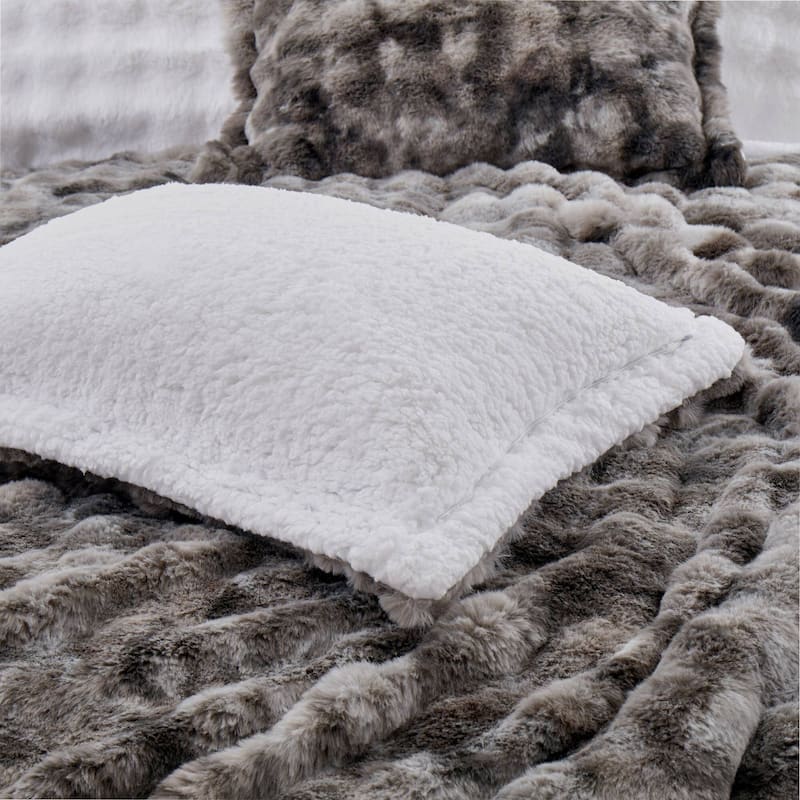 Dual-Side Fluffy Sherpa Comforter Set, Winter Plush Fuzzy Bedding Set