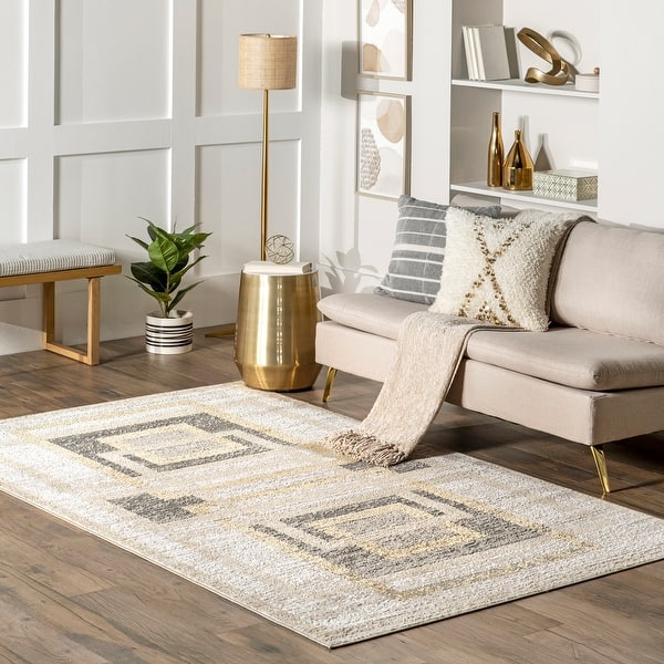slide 1 of 1, Nuloom Rey Transitional Geometric Area Rug.