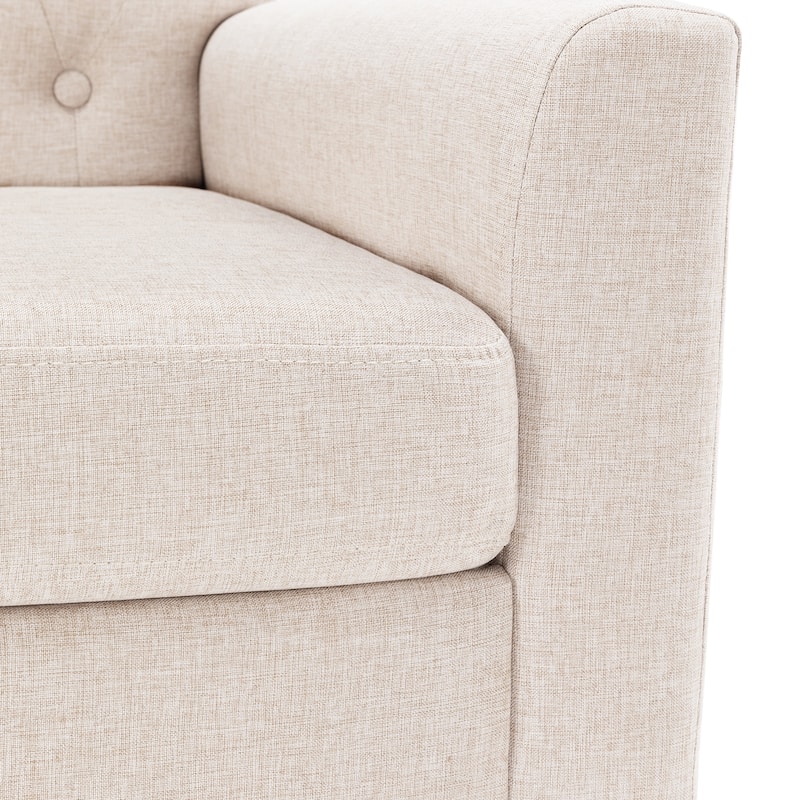 Modern Upholstered Accent Chair with Tufted Backrest and Solid Wood Legs Living Room Armchair