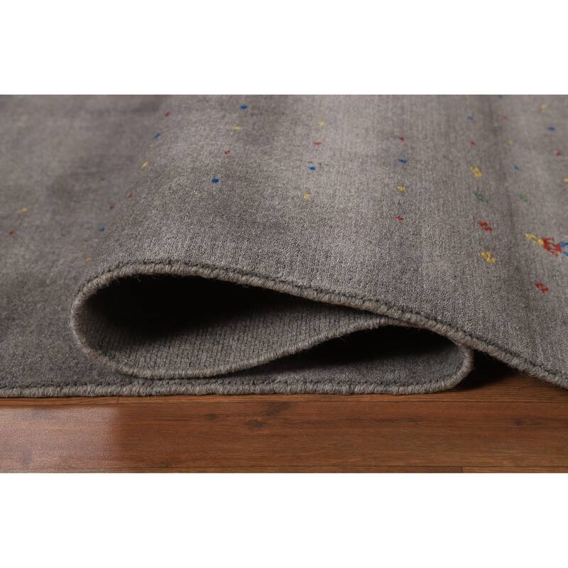 Tribal Gray Gabbeh Oriental Area Rug Handmade Wool Carpet - 8'2" x 9'11"