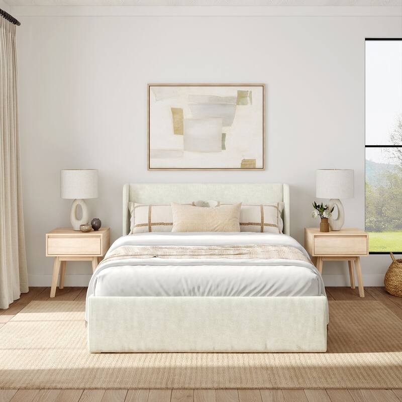 Plank and Beam Full-Size Upholstered Bed with Rectangular Headboard
