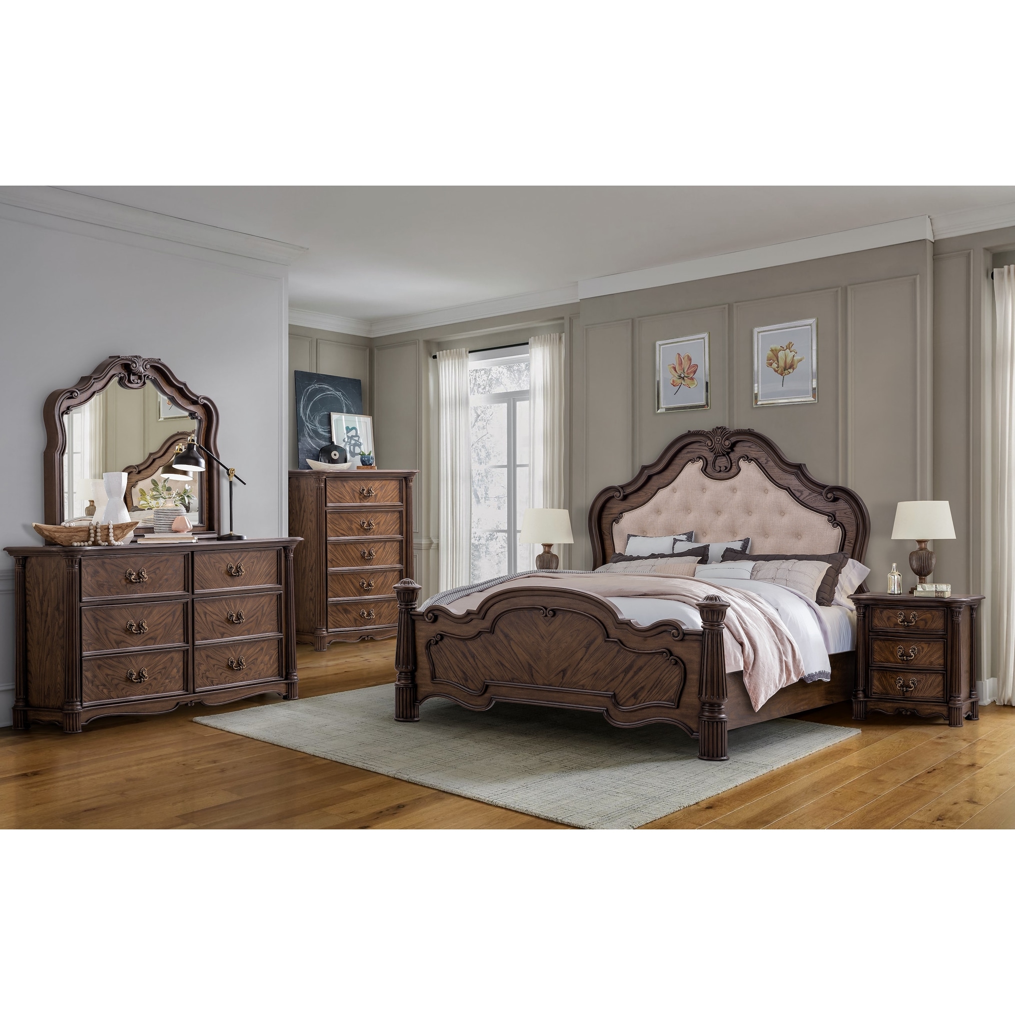 Nicole Ornate Upholstered Bedroom Set