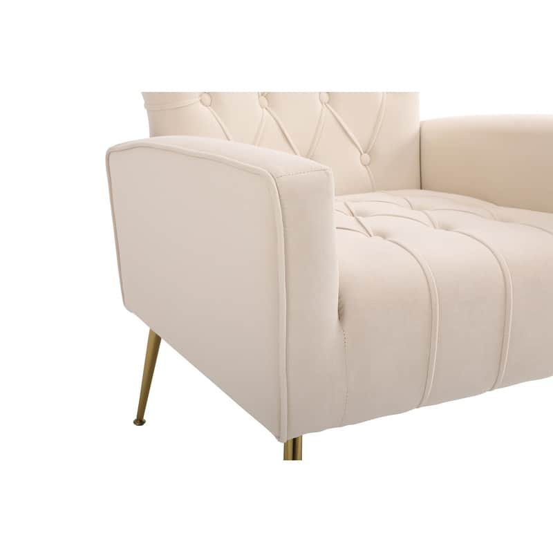 Accent Chair with Ottoman,Living Room Club Chair and Ottoman Set,Beige