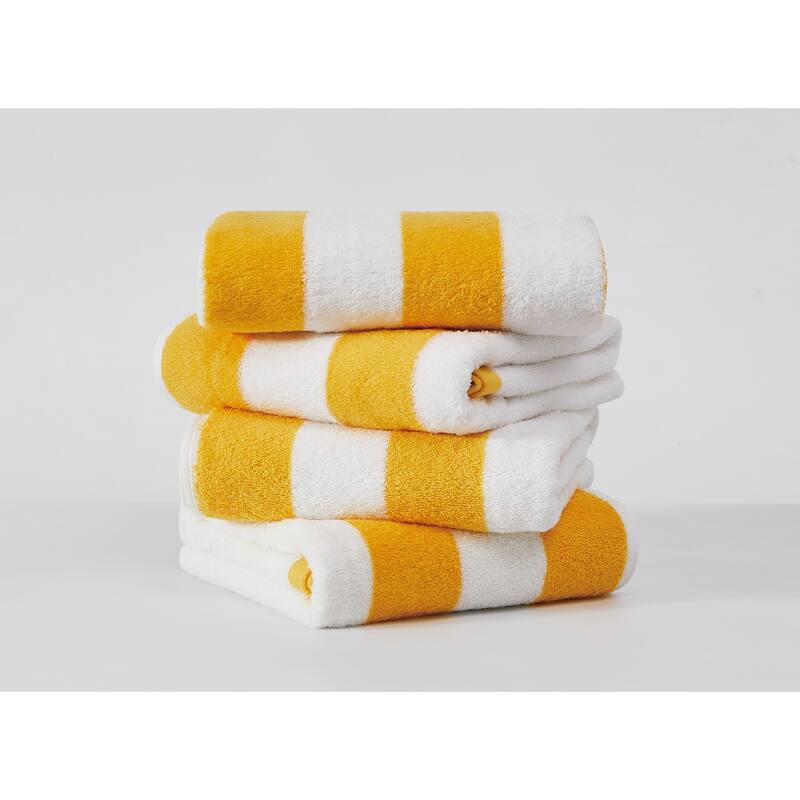 Oceanfront Resort Classic Cabana 4 PACK Beach Towel. - Yellow