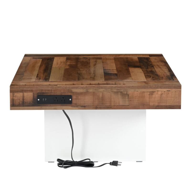 Farmhouse Coffee Table with 2 USB Ports and Outlets