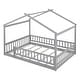 preview thumbnail 12 of 17, Modern Wooden Full Size House Bed Frame with Fence