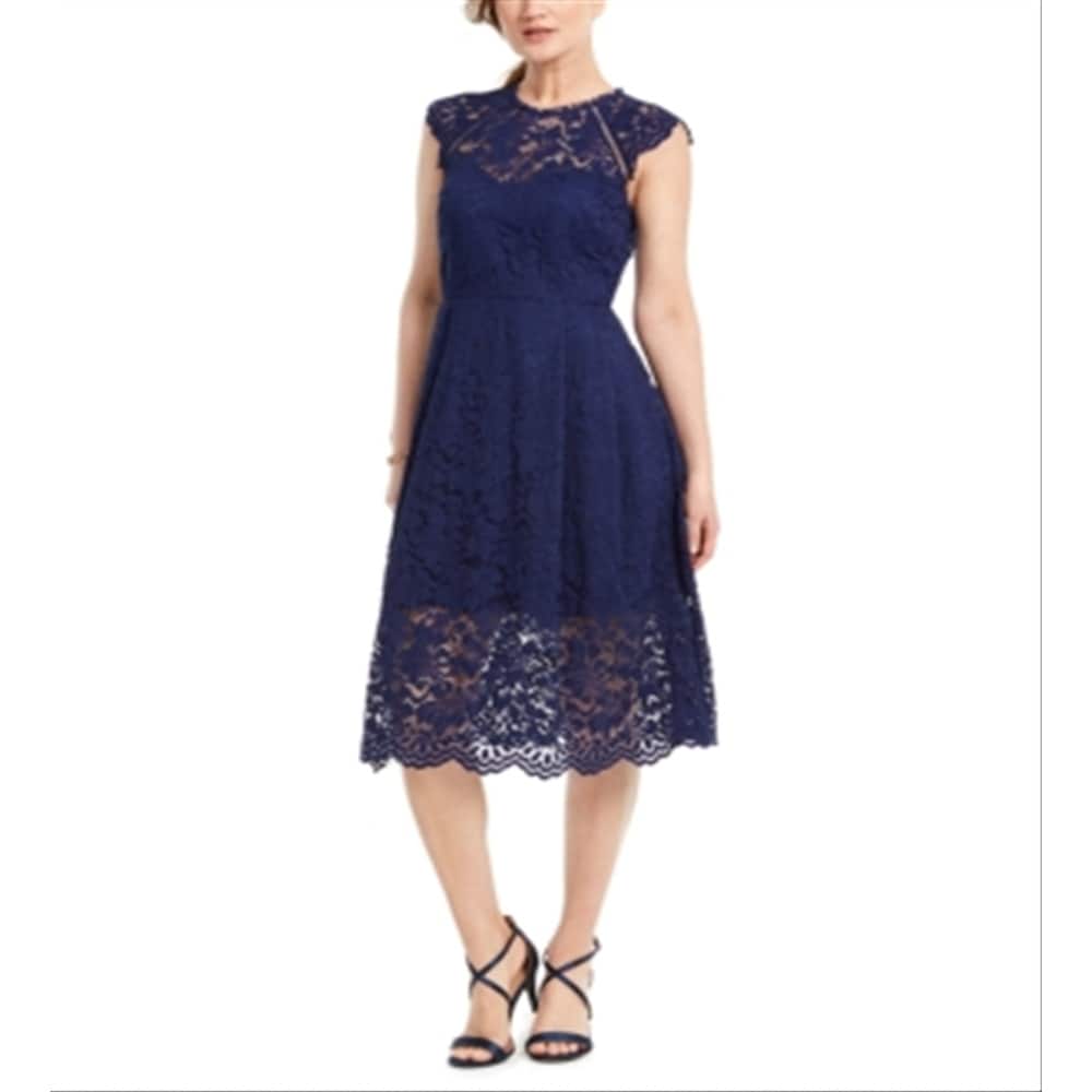 Vince Camuto Women's Lace Midi Dress Blue Size 2 - Bed Bath & Beyond -  40581890