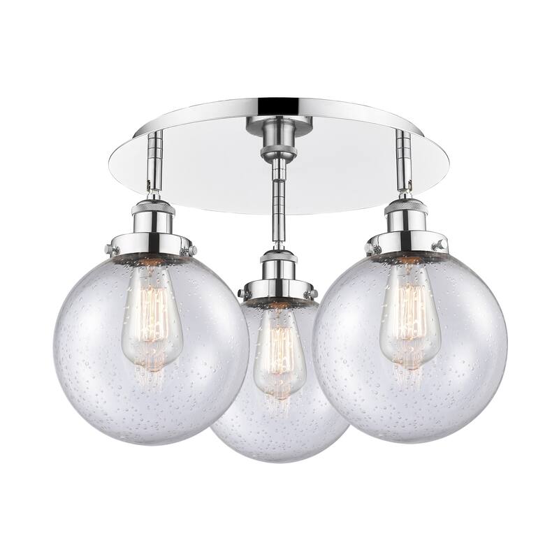 Innovations Lighting Canton - 3 Light 20" Flush Mount - Polished Chrome/Seedy
