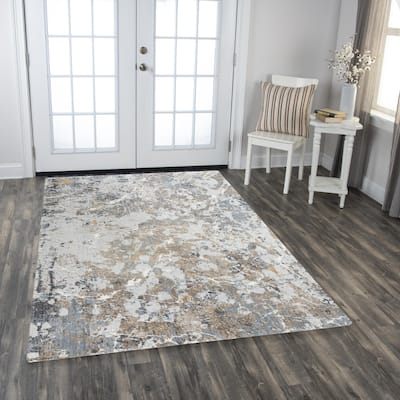 Alora Decor Lake Transitional Blue Recycled Polyester Area Rug