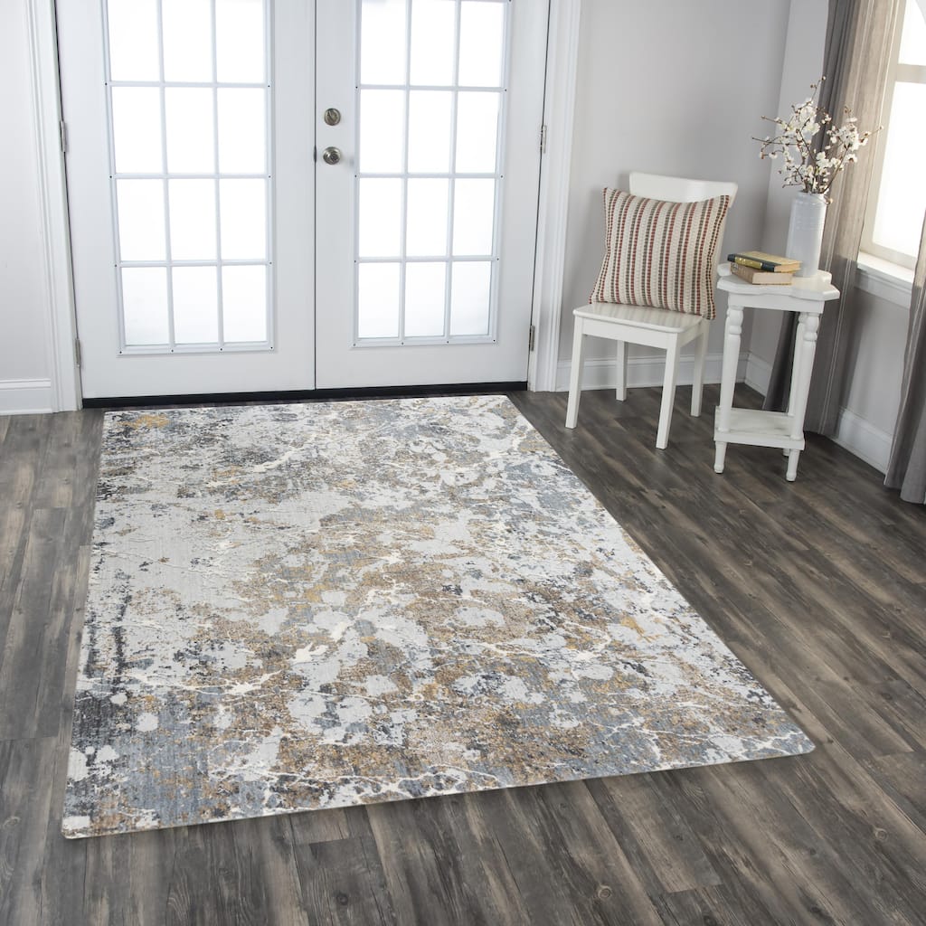 Alora Decor Lake Transitional Blue Recycled Polyester Area Rug