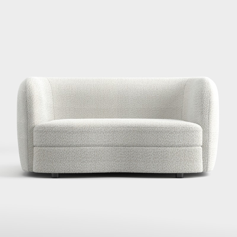 Furniture of America Ophelia Modern Curved Arms Boucle Sofa Set with Round Wooden Legs, 2-Piece or 3-Piece Options