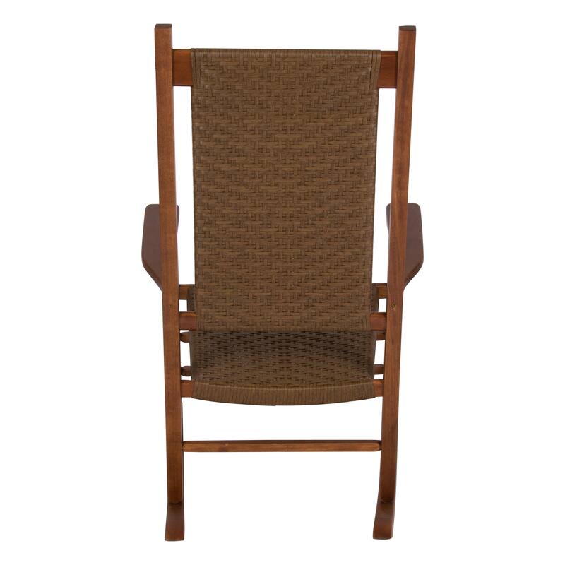 Hampton Genuine Hardwood Rocking Chair with Weather-Resistant Woven Wicker Back
