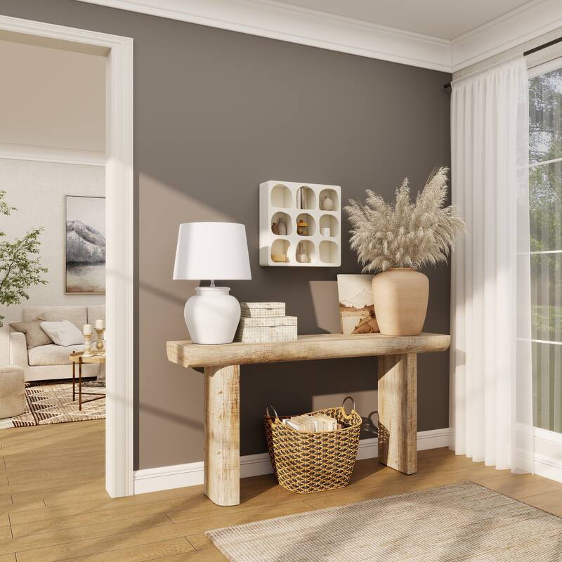 Cream or Black Wood 9 Shelf Geometric Room Wall Shelf