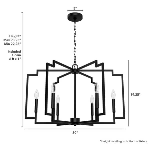 dimension image slide 5 of 8, Hunter Zoanne 6-Light Modern Geometric Chandelier - Entry, Dining Room - Contemporary, Transitional