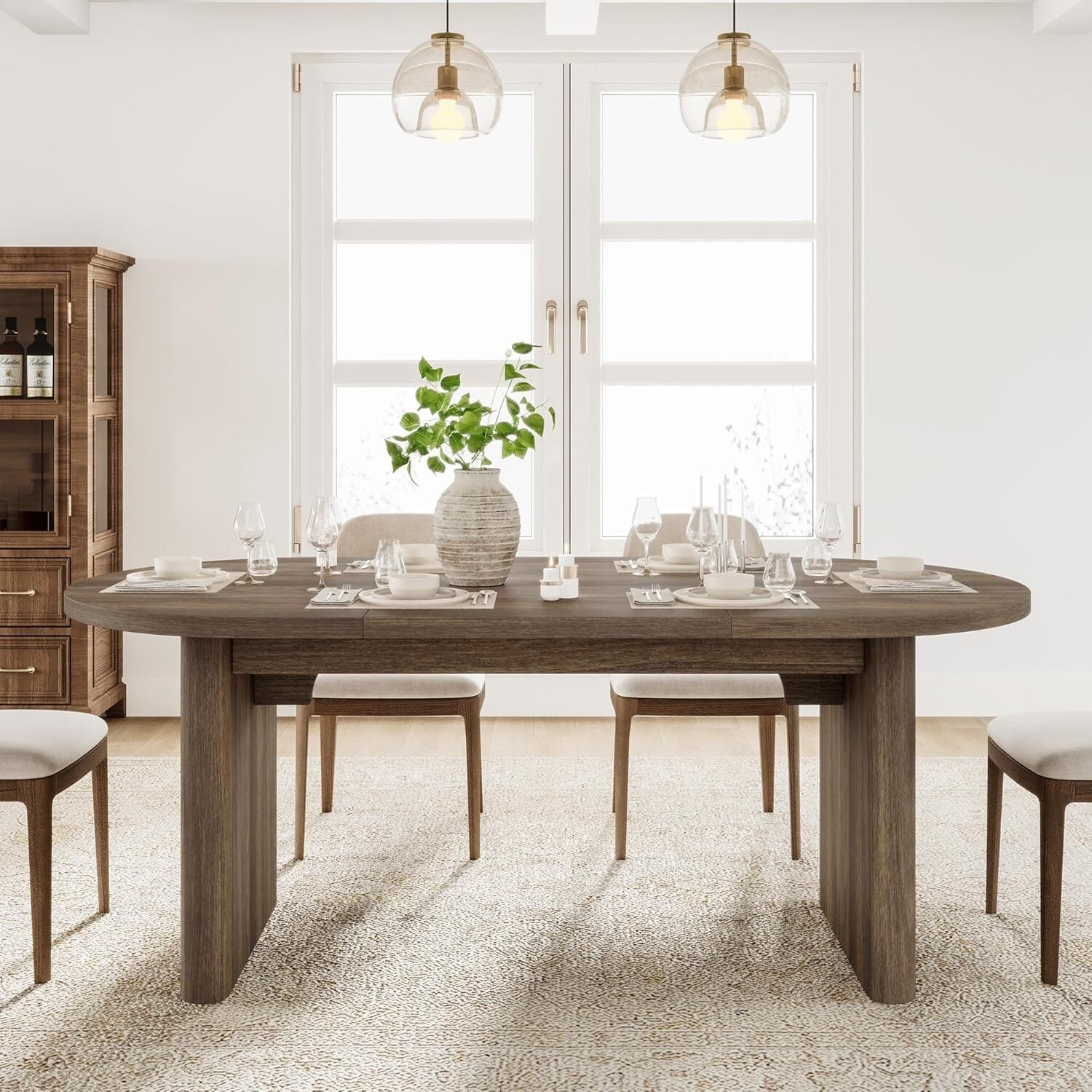 70.8 Inch Oval Kitchen Dining Room Table for 6-8 People Kitchen, Living Room, Office