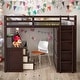 preview thumbnail 2 of 12, Full size Loft Bed with Drawers, Desk and Wardrobe, Space-saving, Black