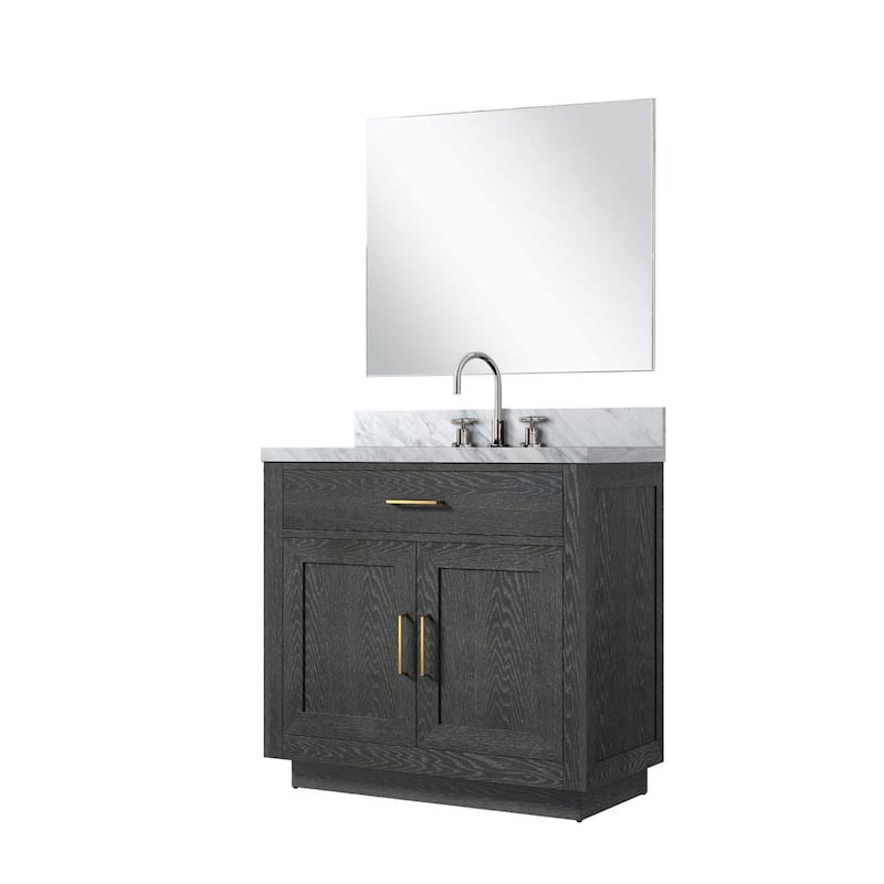 Abbey Bath Vanity with Carrara Marble Top, Sink, Mirror and Faucet