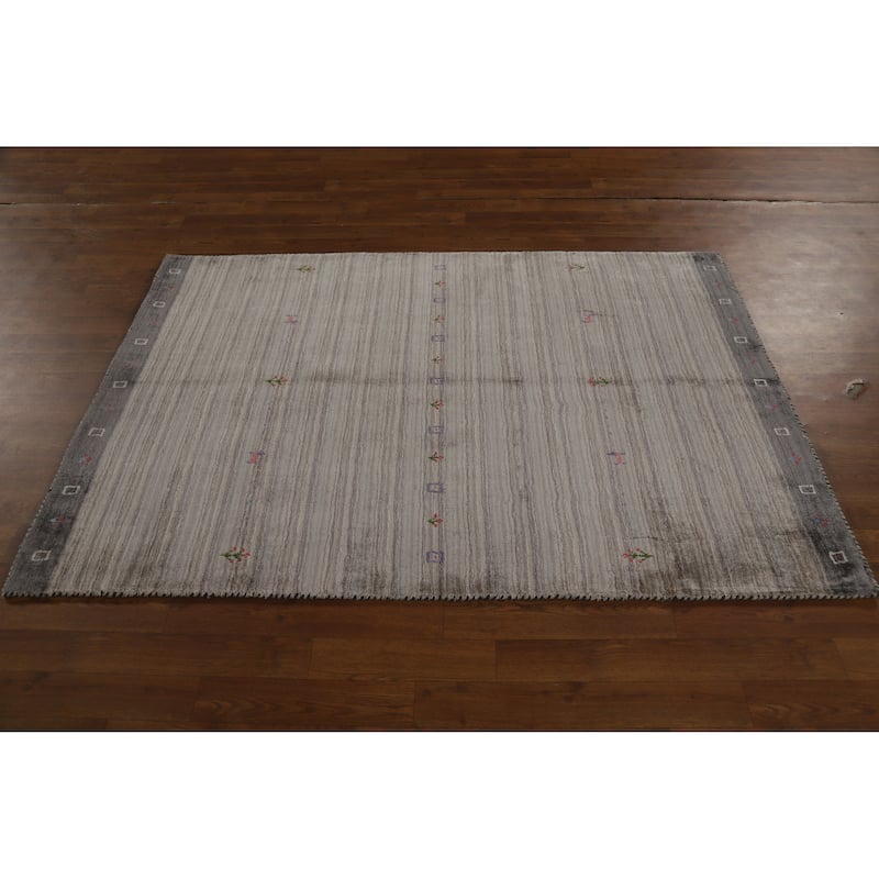 Hand Knotted Oriental 100% Wool Carpet Tribal Tribal Multi-Colored Gabbeh Area Rug - 5' 11'' X 4' 1''