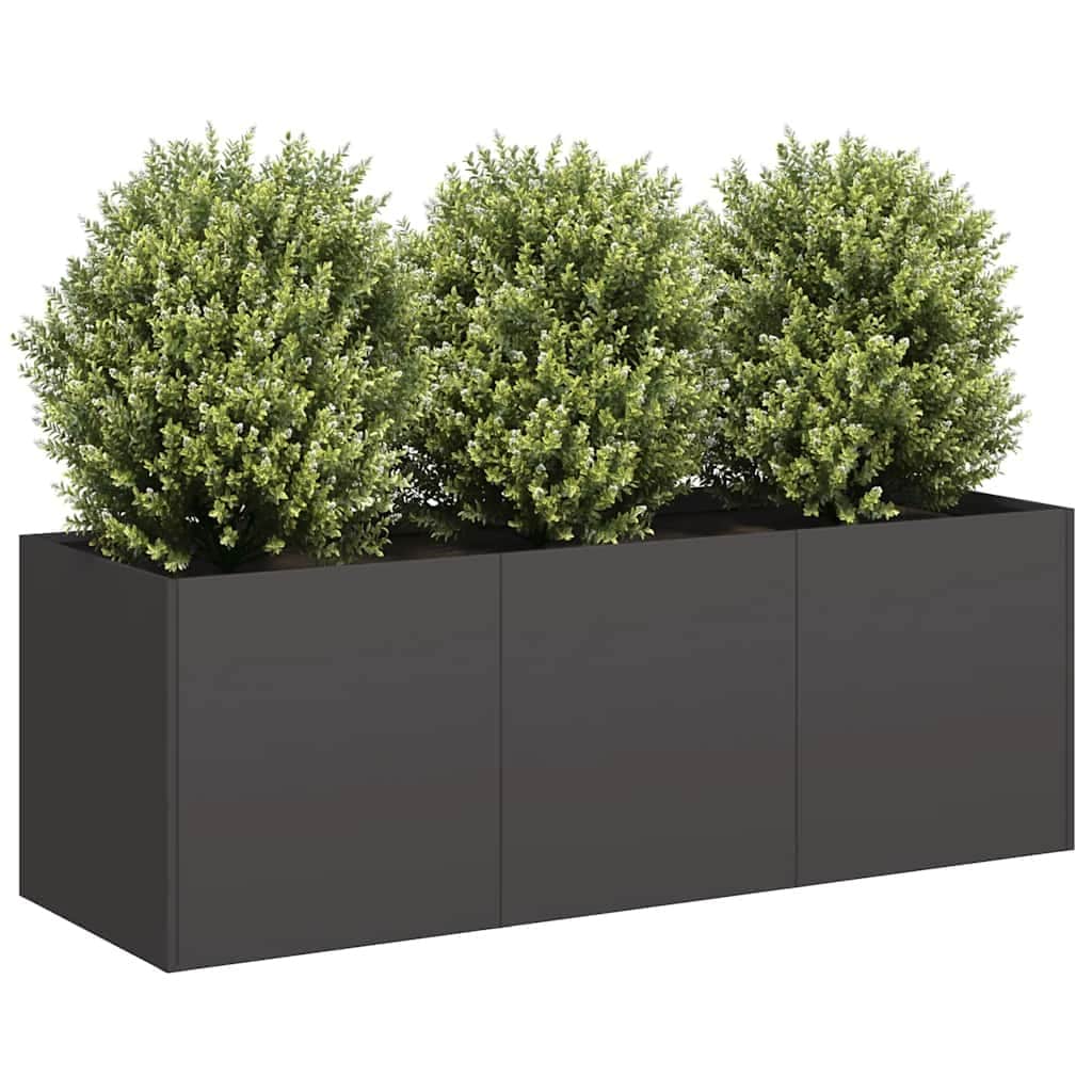 vidaXL Planter Black Cold-rolled Steel Large Outdoor Planter Planters - 15.7 x 47.2 x 15.7 in