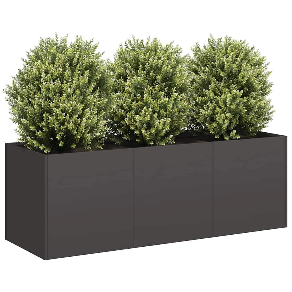 vidaXL Planter Black Cold-rolled Steel Large Outdoor Planter Planters - 15.7 x 47.2 x 15.7 in