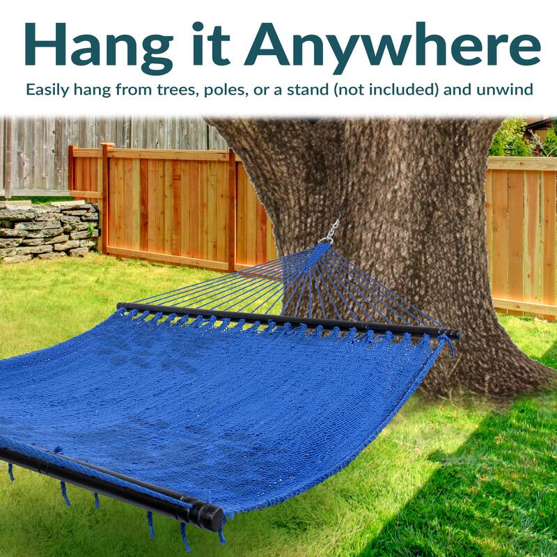 Sunnydaze Large 2-Person Polyester Rope Hammock with Spreader Bars