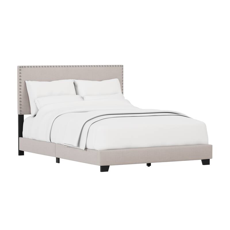 Gayle Nailhead Trim Upholstered Bed, by Hillsdale