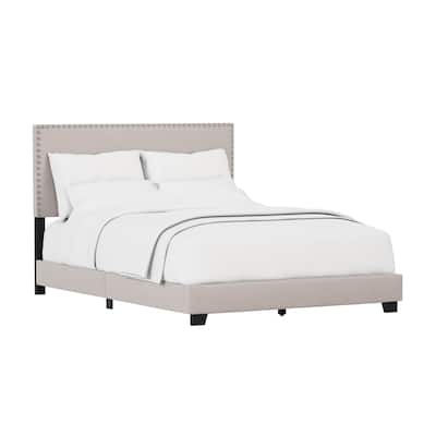 Gayle Nailhead Trim Upholstered Bed, by Hillsdale
