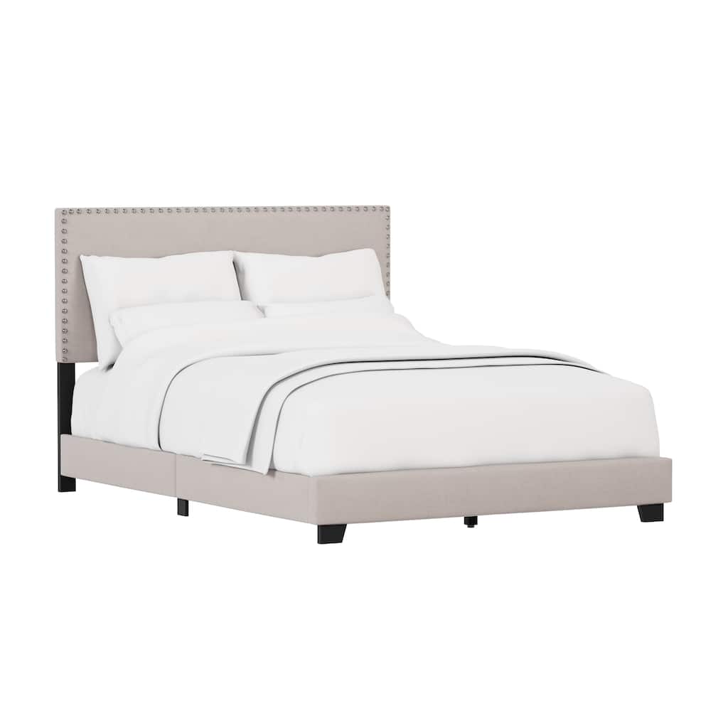 Gayle Nailhead Trim Upholstered Bed, by Hillsdale
