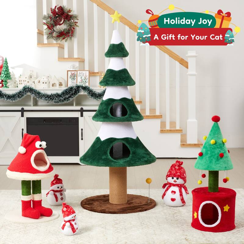Christmas Cat Tree Tower for Indoor Cats - Red