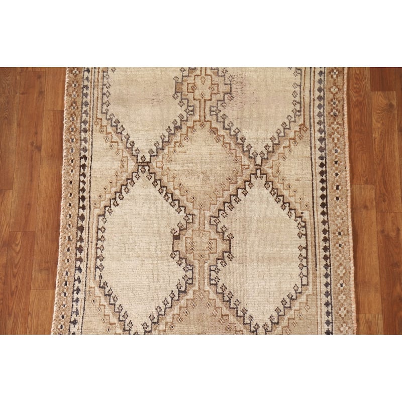 Geometric Gabbeh Persian Vintage Area Rug Hand-knotted Wool Carpet - 3'2"x 5'11"