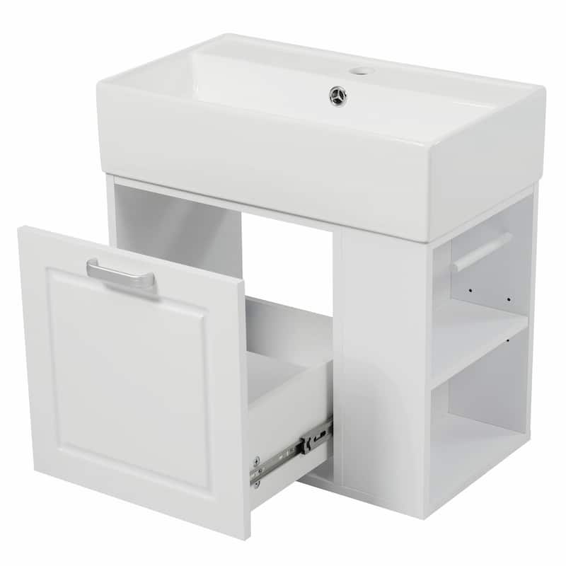 21.8-Inch Bathroom Vanity with Sink, One Large Drawer, Adjustable Shelf, Toilet Paper Holder