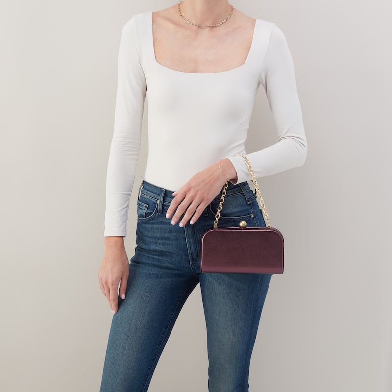 HOBO Lauren Leather Miniaudiere Clutch - Frosted Plum