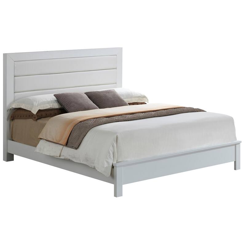 Padded Faux Leather Upholstered King Panel Bed - 87" - White